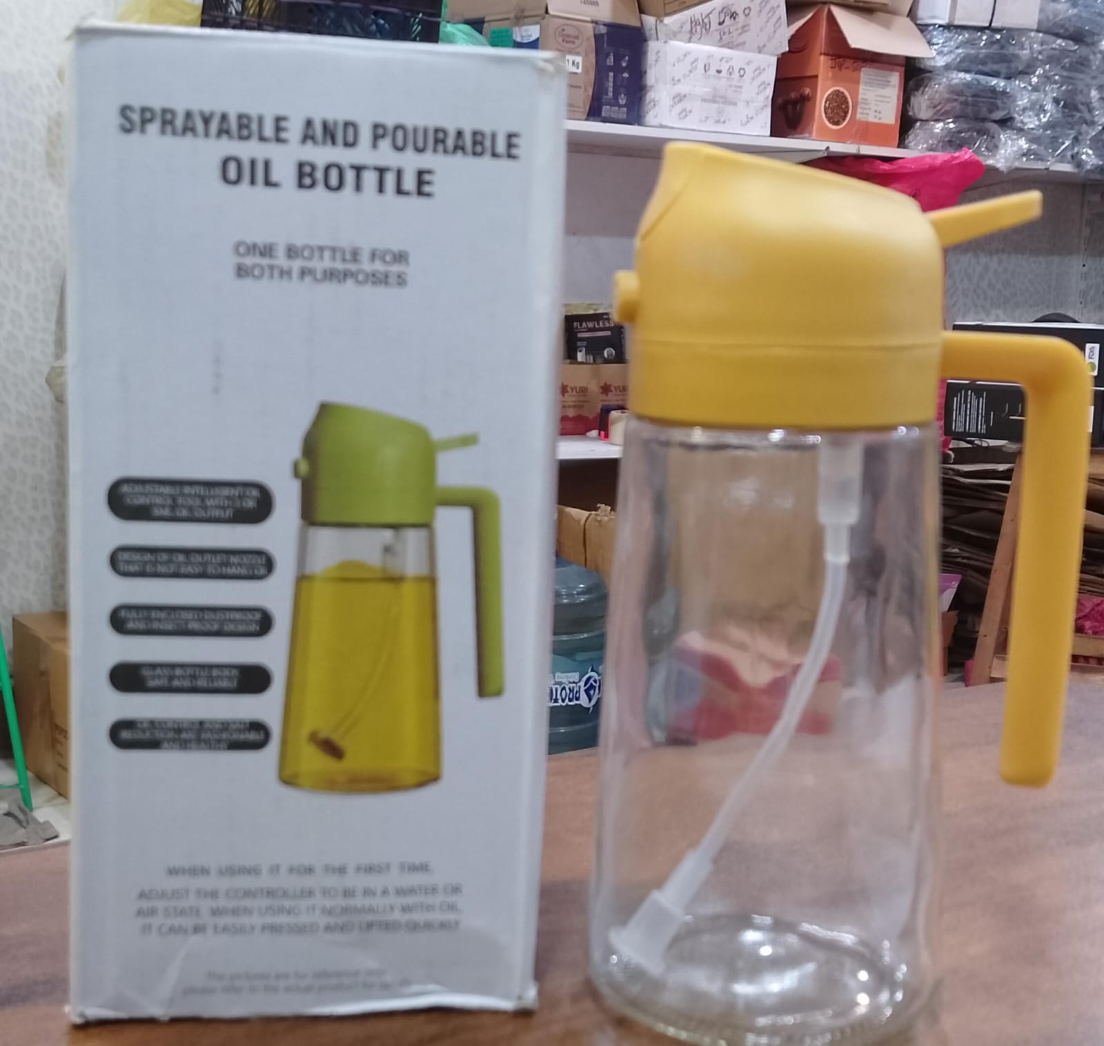 2 in 1 Oil Sprayer Bottle Kitchen Tool for Cooking Baking BBQ Easy Spray and Convenient Use - 470ML